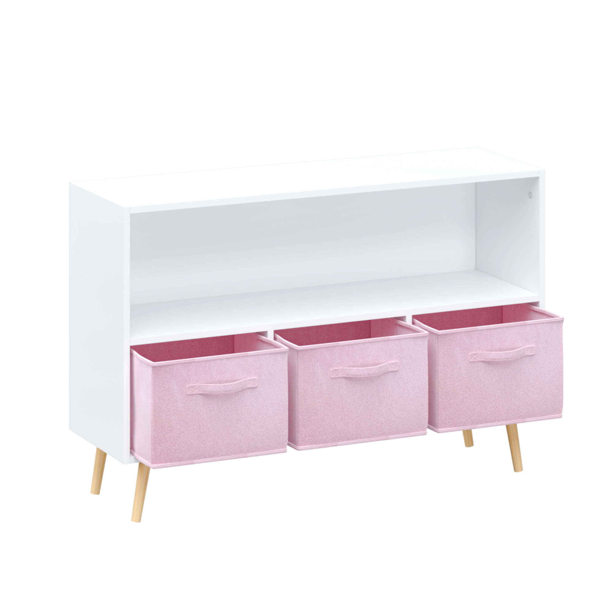 Children's Book Display Kids Bookcase with 3 Fabric Bins