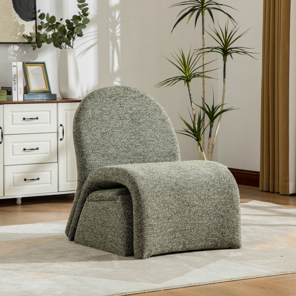 24.8 ' Wide Modern Upholstered Armless Chair with Storage Ottoman