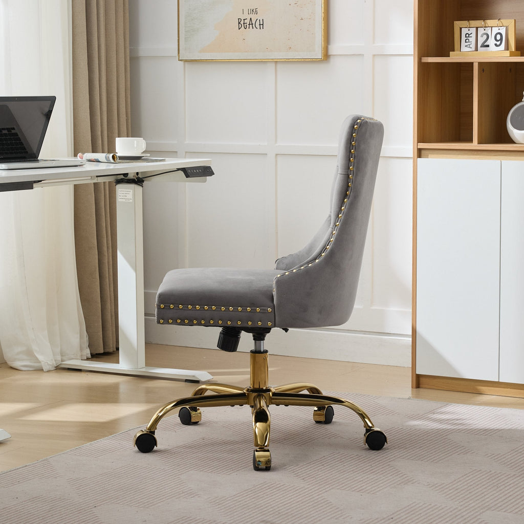 Modern Velvet Upholstered Tufted Button Home Office Chair