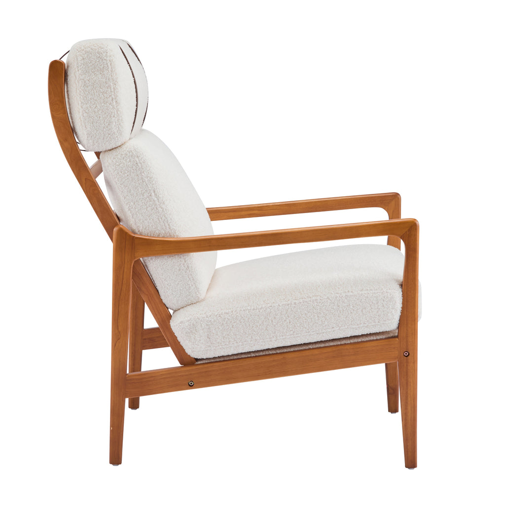 Modern Solid Wood Frame Ergonomic Accent Armchair with High Back
