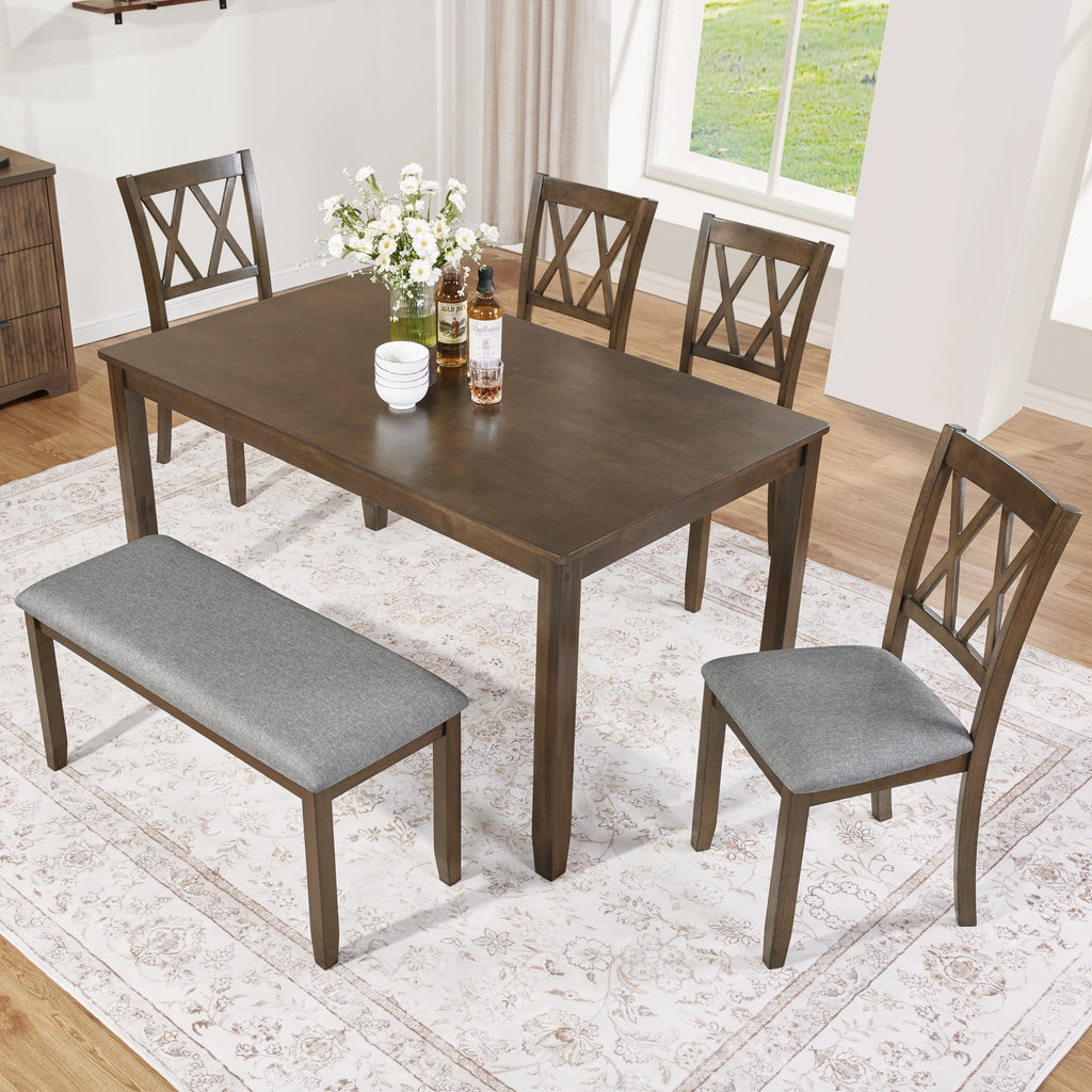 Elegant 6 Pieces Wooden Dining Table Set
