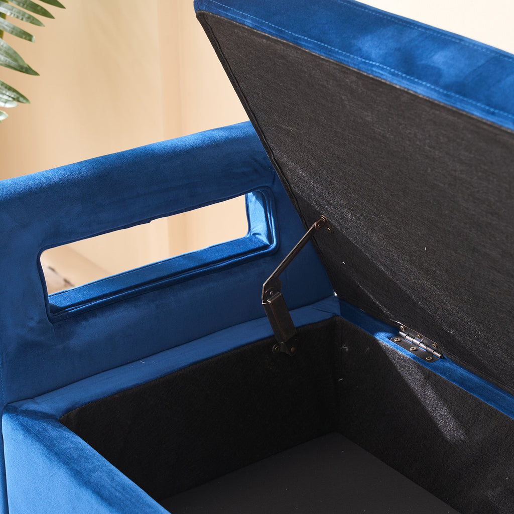 67.91' Wide Velvet Storage Soft Ottoman Bench with Armrests