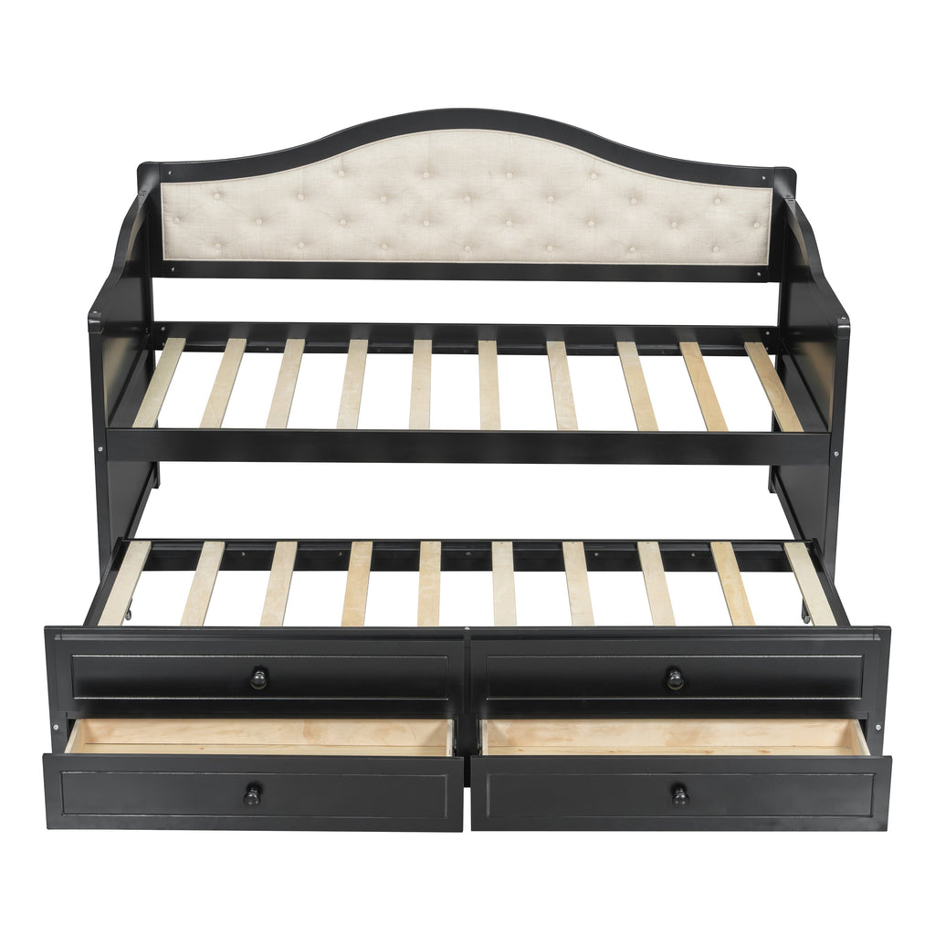 Wooden Twin Sofa Bed with Trundle