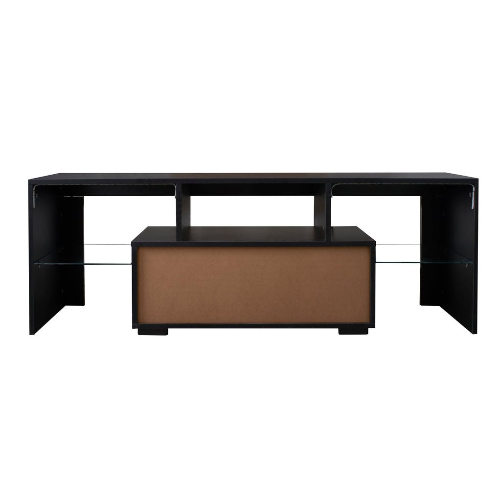51" Black TV Stand with LED RGB Lights