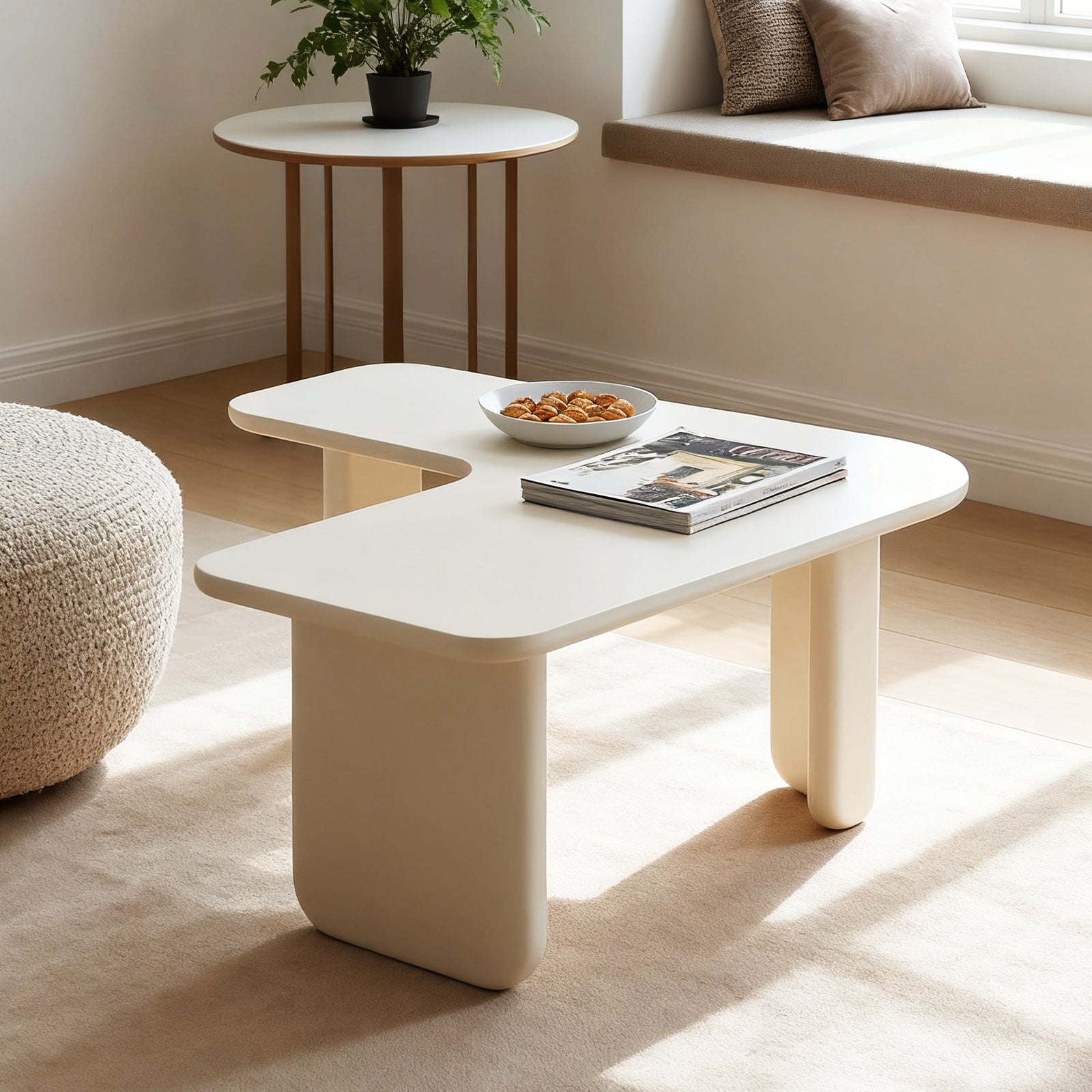 35.43' L-Shape Modern Coffee Table