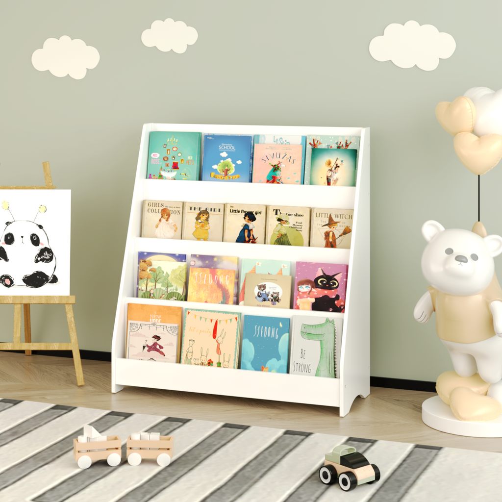 4-Tier MDF Toddler Book Display Shelves Kids Bookshelf