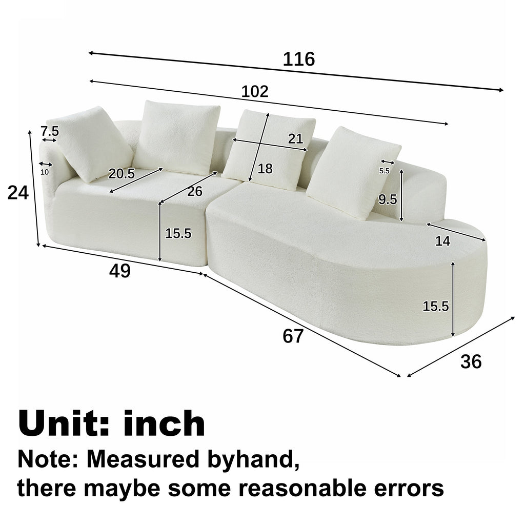 116' Modern Curved Sectional Sofa for Living Room