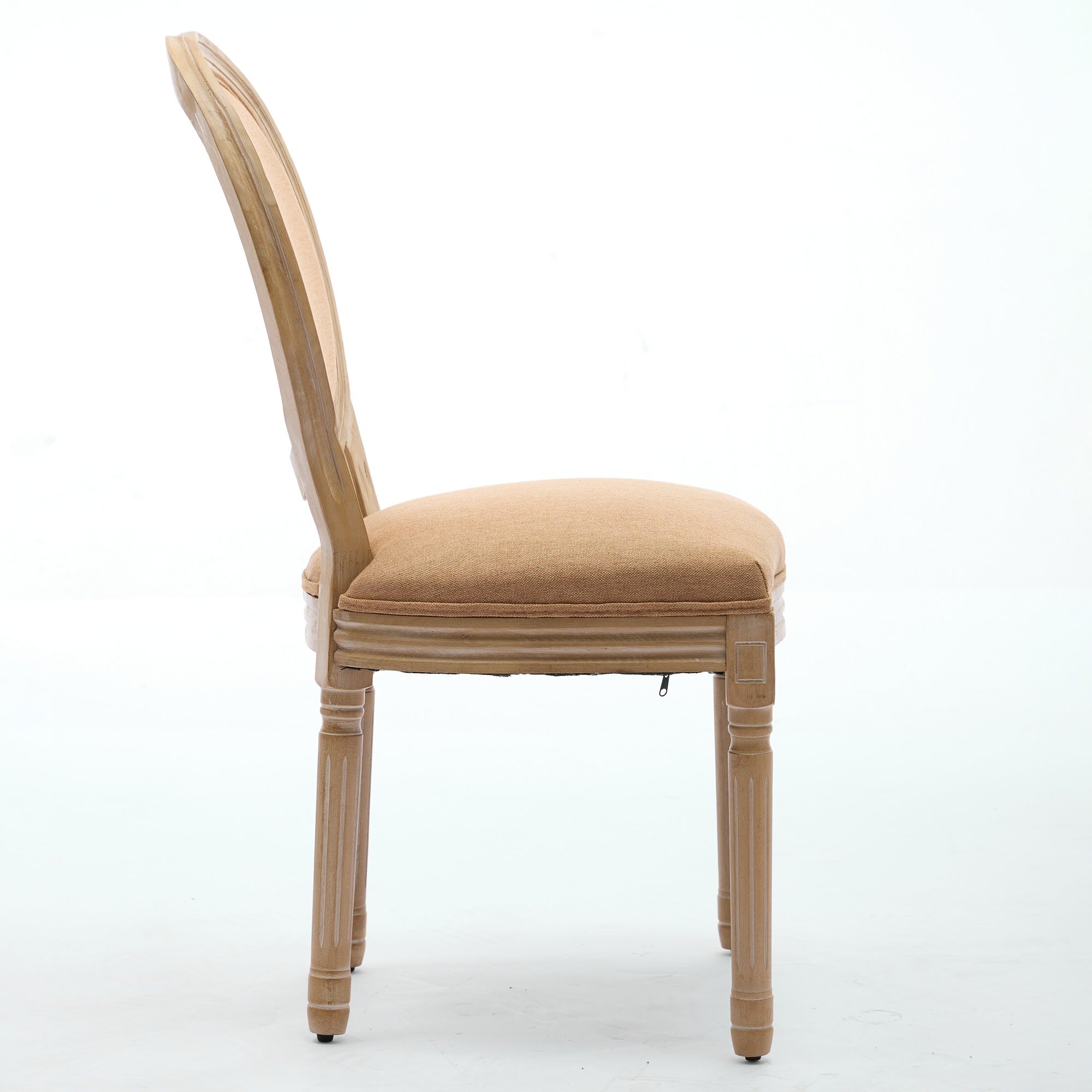 French Style Solid Wood Frame Linen Fabric Back Dining Chair (Set of 2)