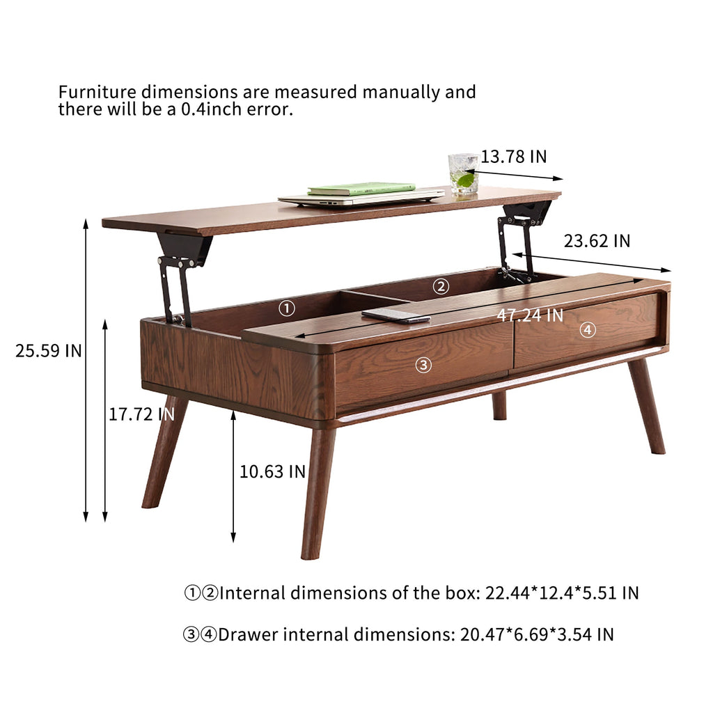 Elevating Desk Coffee Table with Storage Shelf