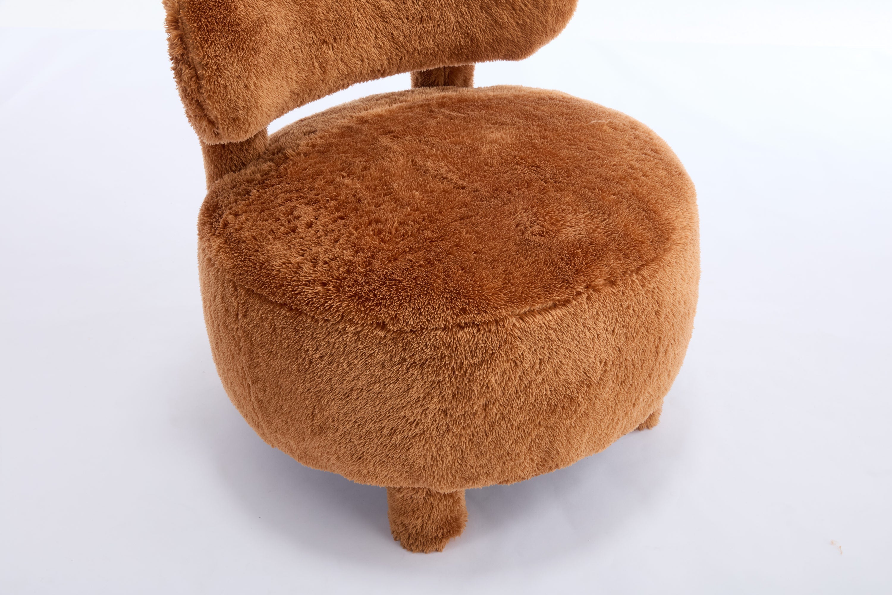Fur/Teddy Fabric Armless Accent Chair with Curved Backrest
