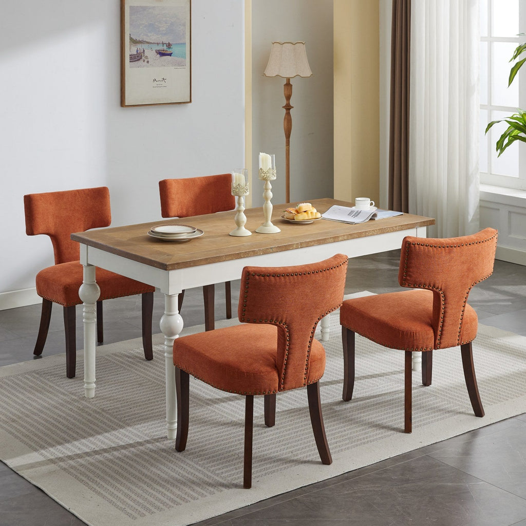 Mid Century Farmhouse Linen Fabric Dining Chairs (Set of 2)