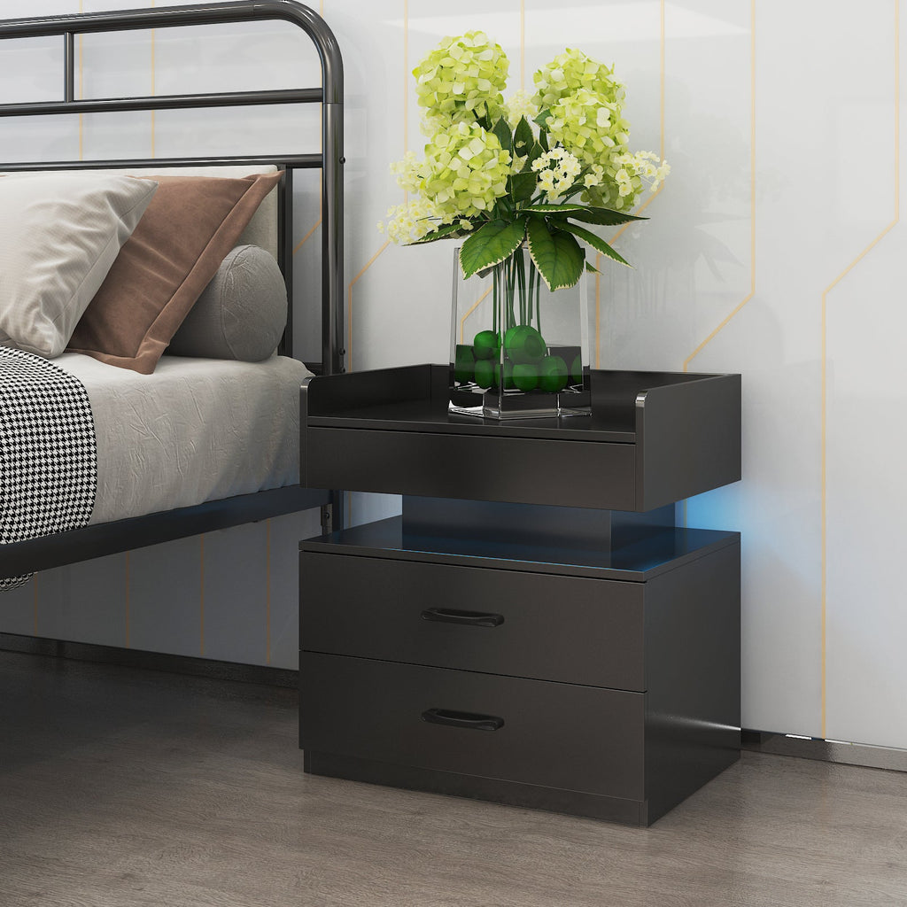 Nightstand with Remote-Controlled LED Strip Light