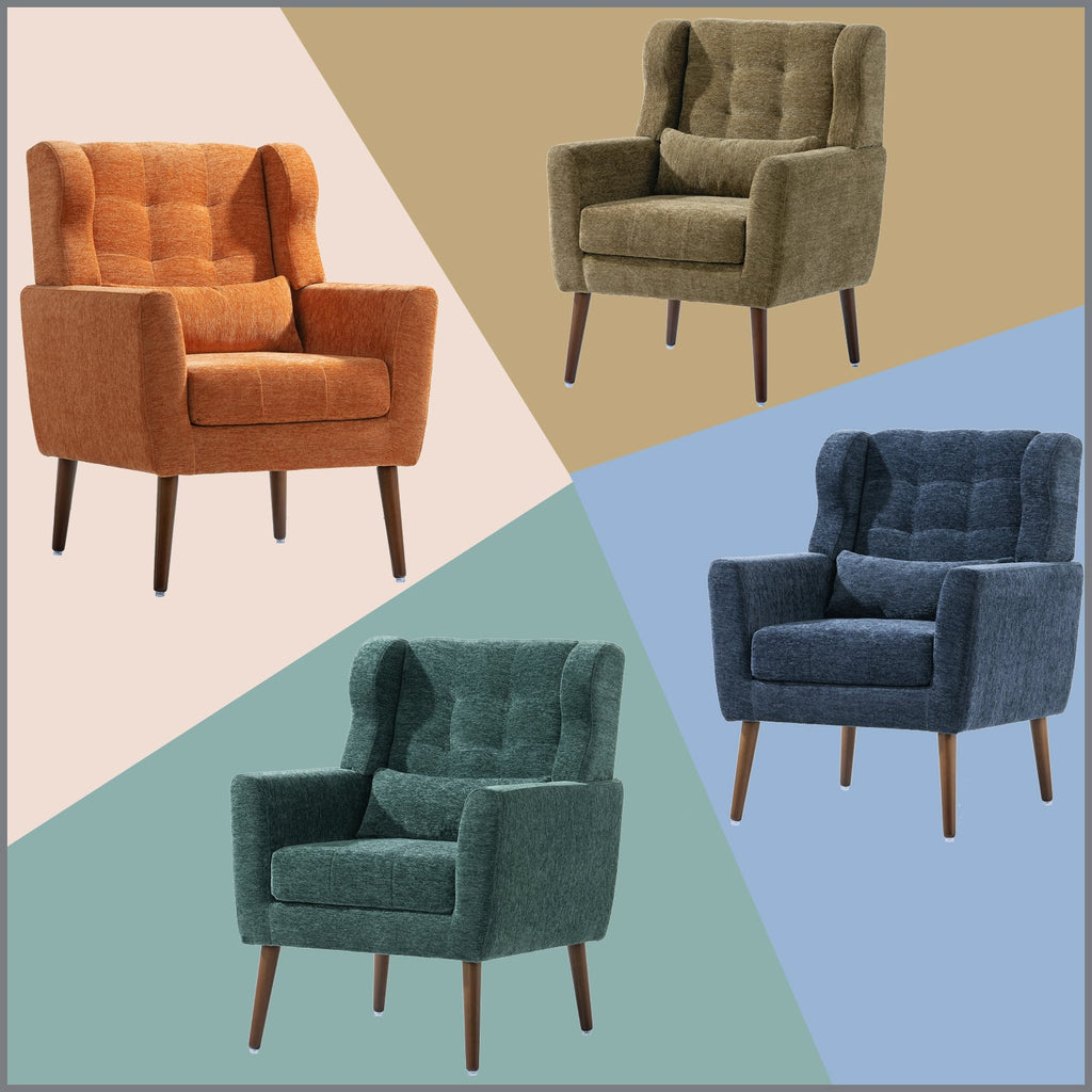 Mid-Century Chenille Accent Chair – Comfy Reading Chair with Lounge Style