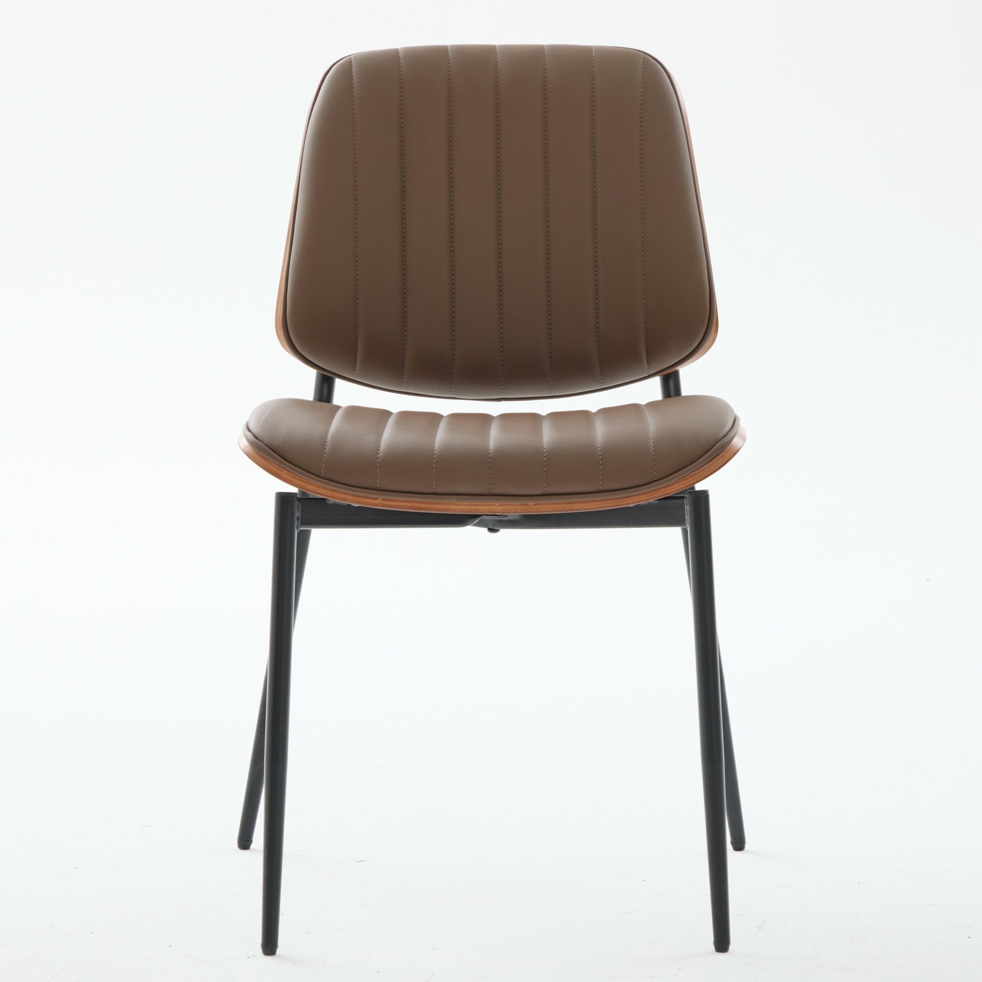 Mid Century Modern Retro Faux Leather Dining Chairs with Walnut Bentwood (Set of 2)