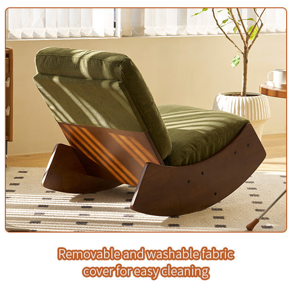 Corduroy Glider Rocking Chair with Solid Wood Frame
