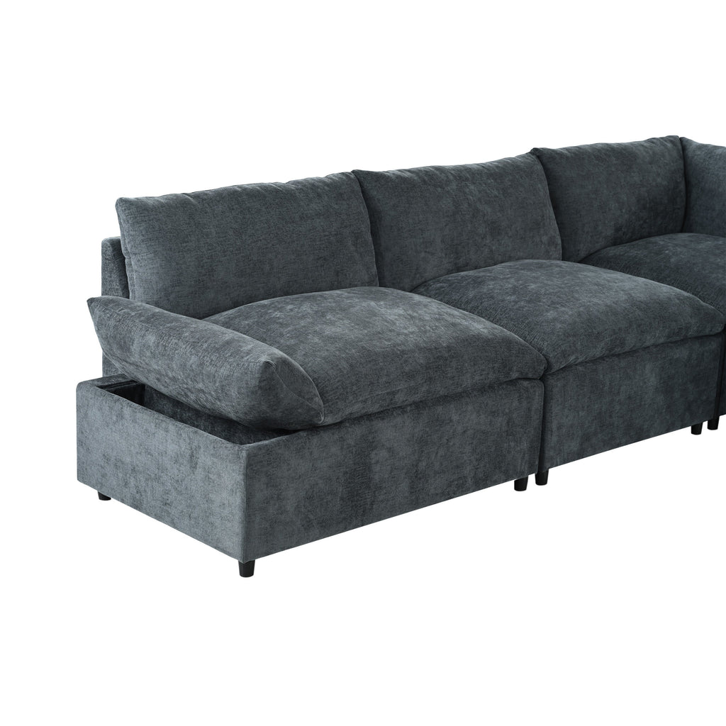 115.5' Modular Deep Gray Sectional Sofa