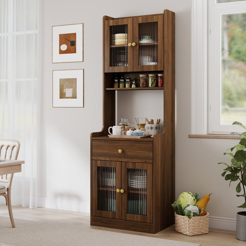 Farmhouse Kitchen Hutch Buffet Cabinet with Microwave Stand