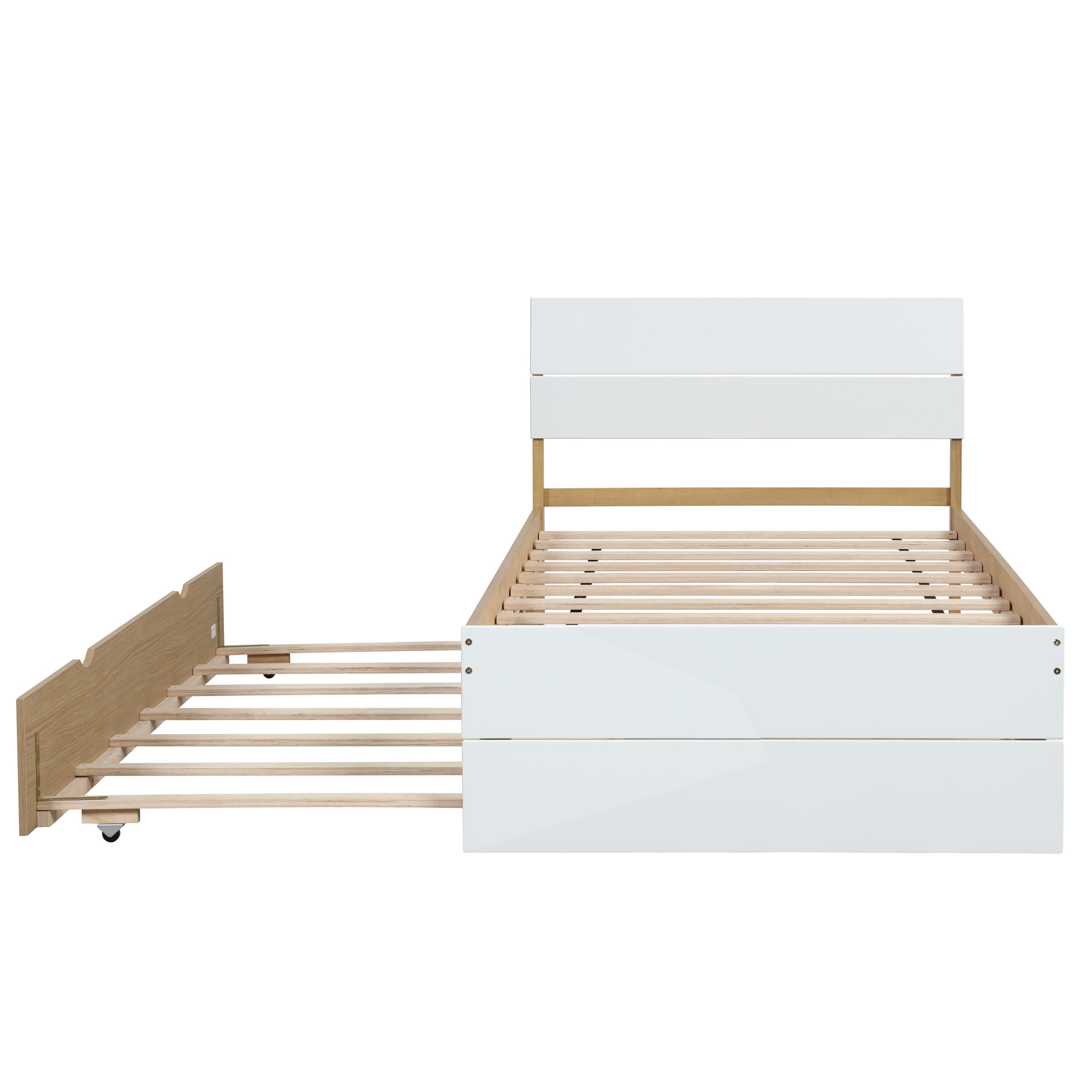 Modern Twin Bed Frame for White High Gloss Headboard and Footboard
