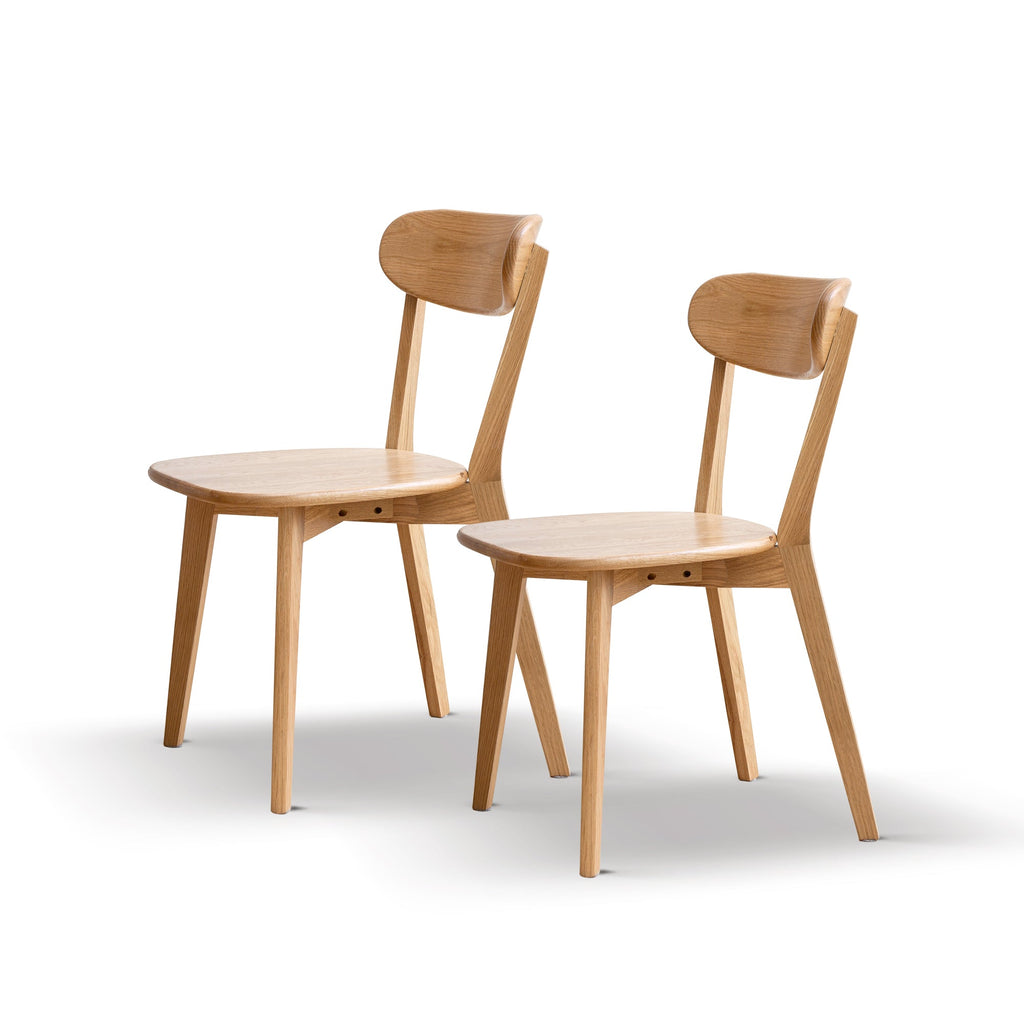 2Pcs Natural Solid Oak Dining Chairs