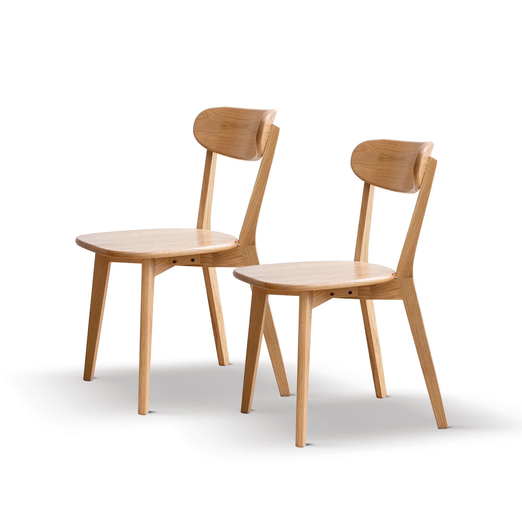 2Pcs Natural Solid Oak Dining Chairs
