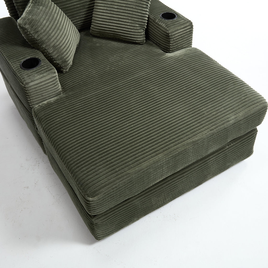 Corduroy Upholstered Chaise Lounge Sofa