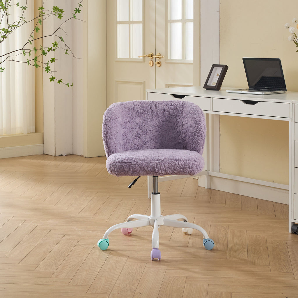 Artificial Rabbit Hair Adjustable Office Chair with Metal Base