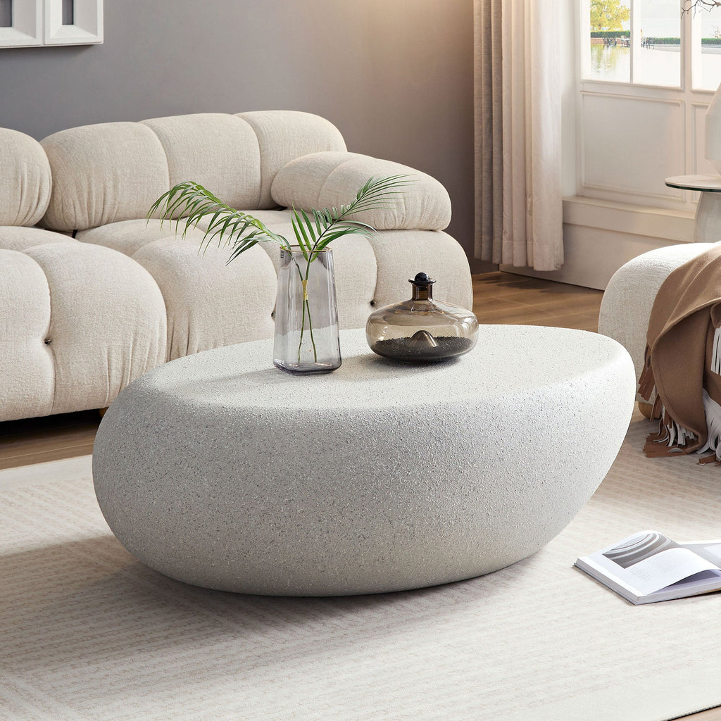 43.31'' Fiberglass Elliptical Coffee Table for Living Room