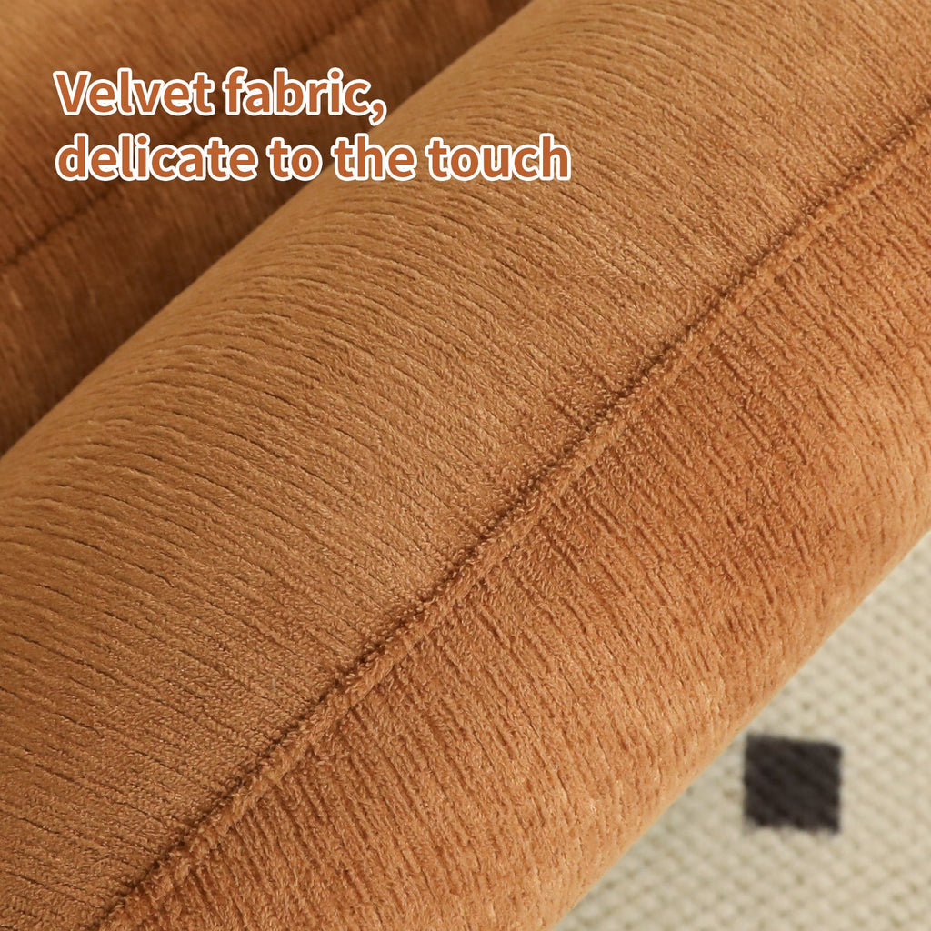 Velvet Accent Chair with Solid Wood Legs