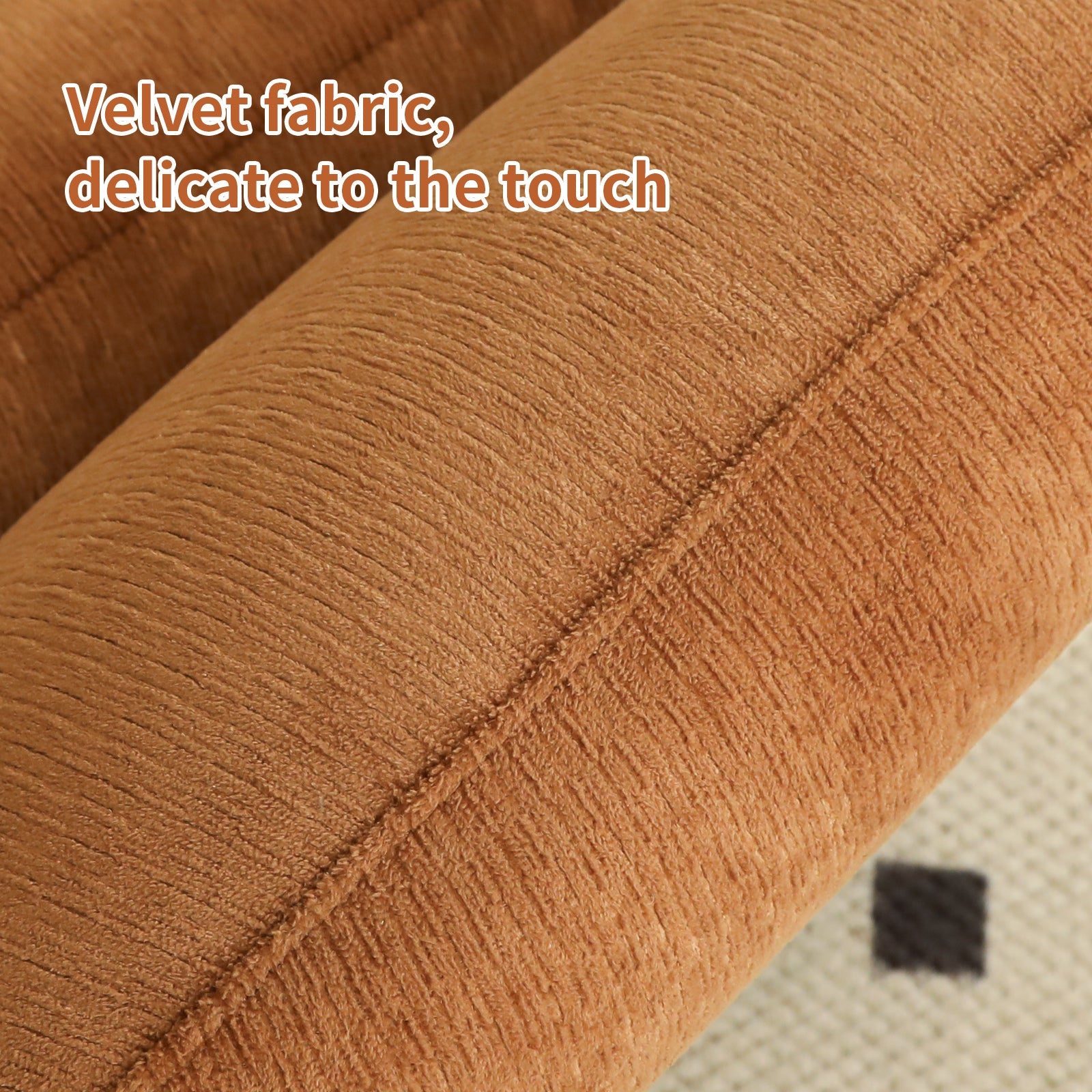 Velvet Accent Chair with Solid Wood Legs