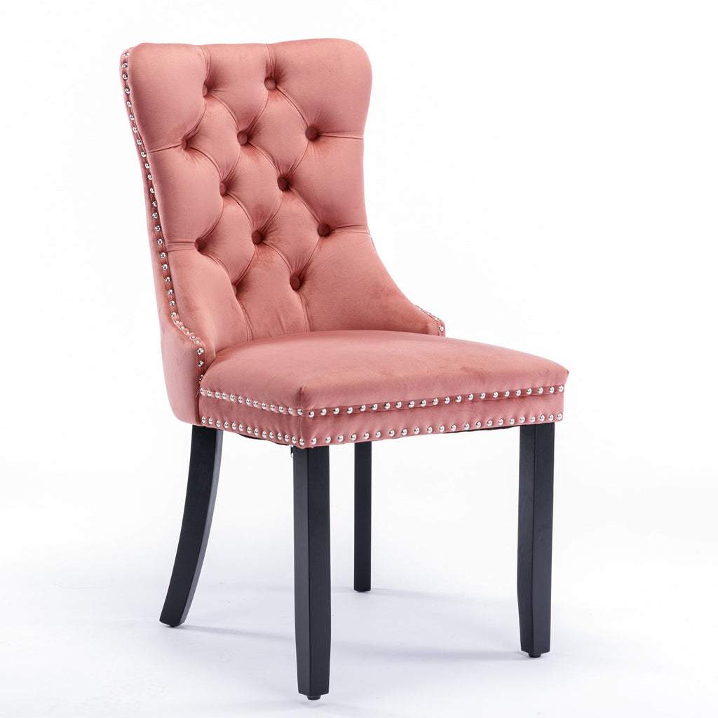 Modern High-end Tufted Solid Wood Velvet Dining Chair(Set of 2)