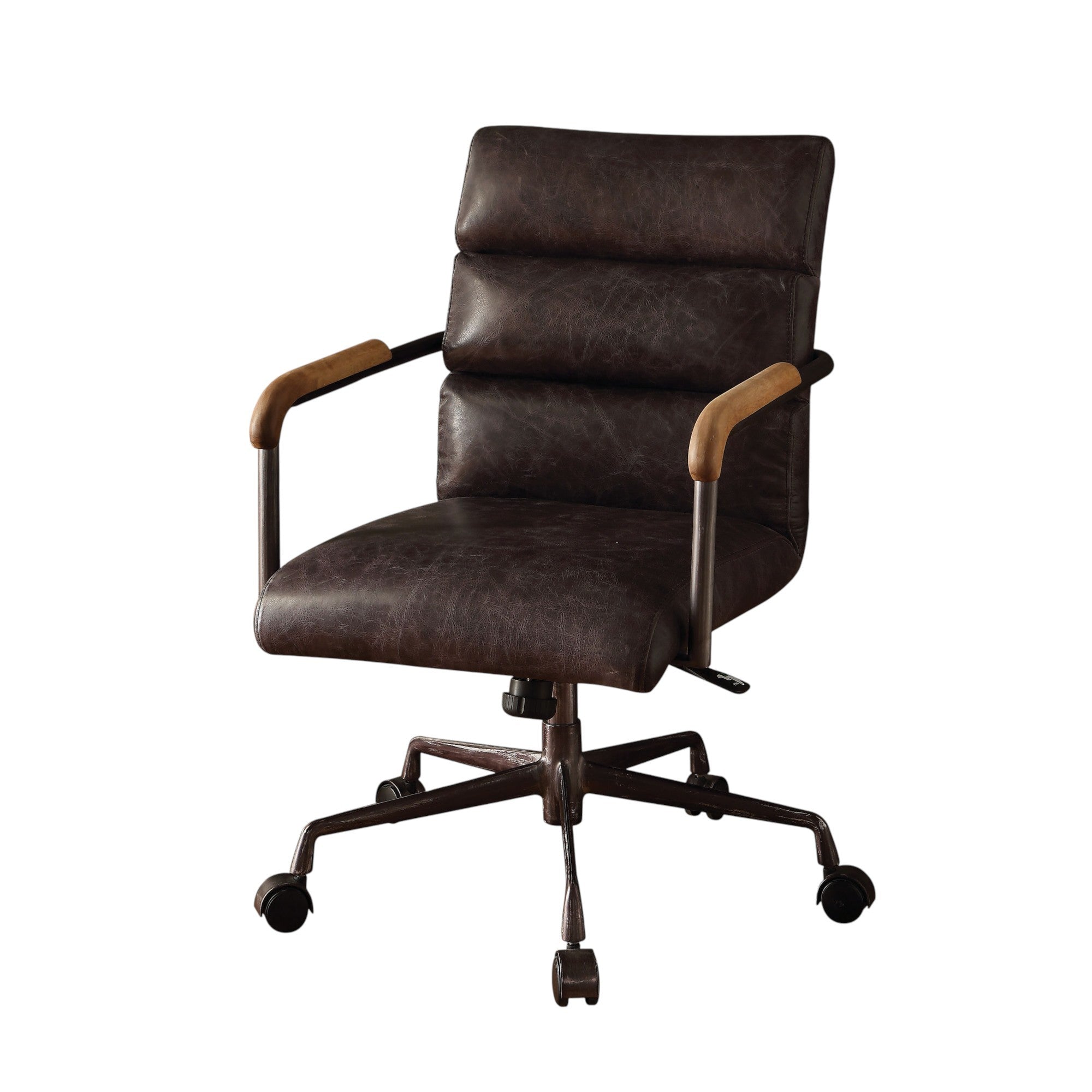Retro Top Grain Leather Office Chair with Adjustable Height