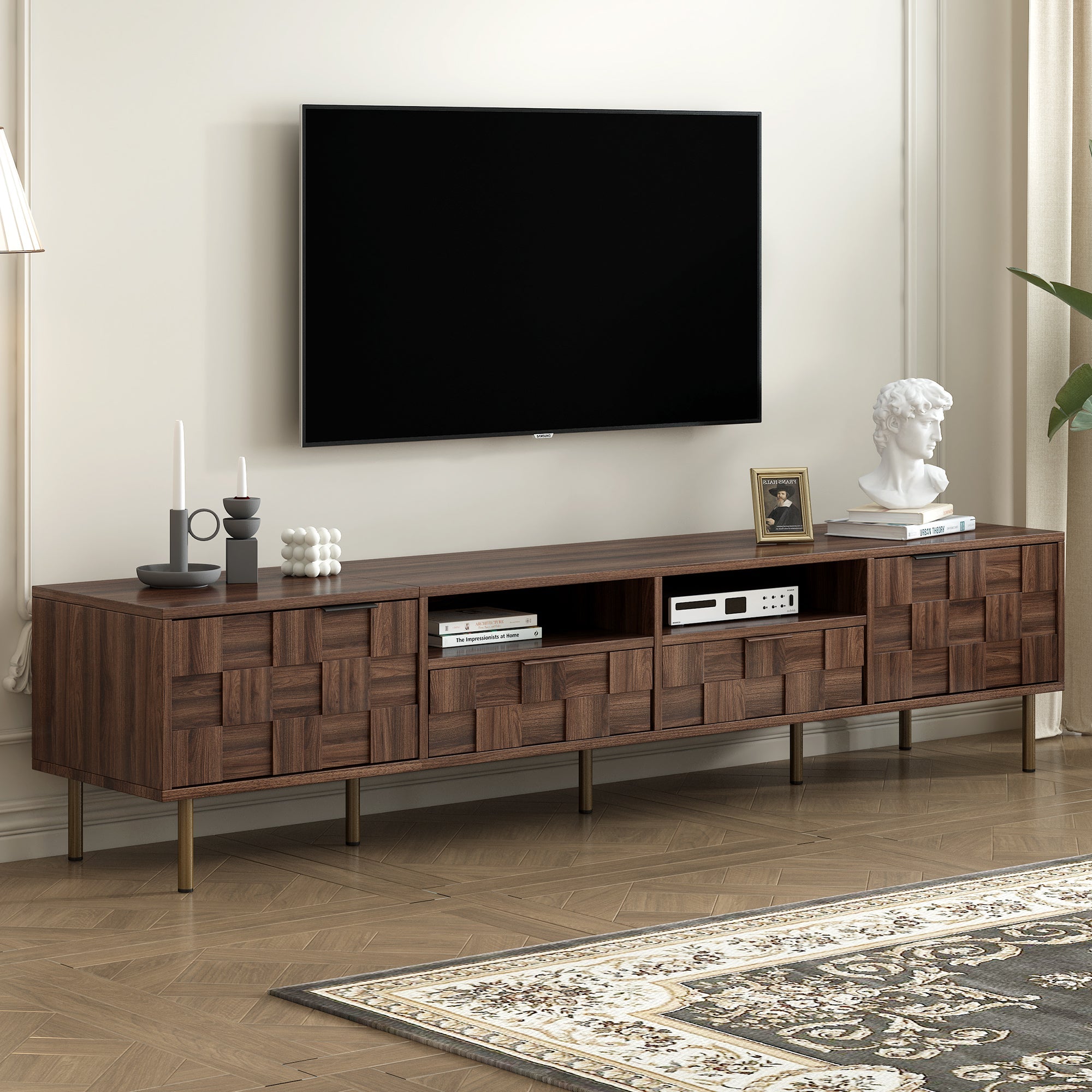 Mid Century TV Stand with 2 Drawers