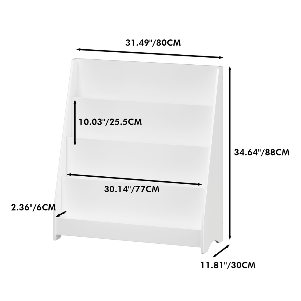 4-Tier MDF Toddler Book Display Shelves Kids Bookshelf