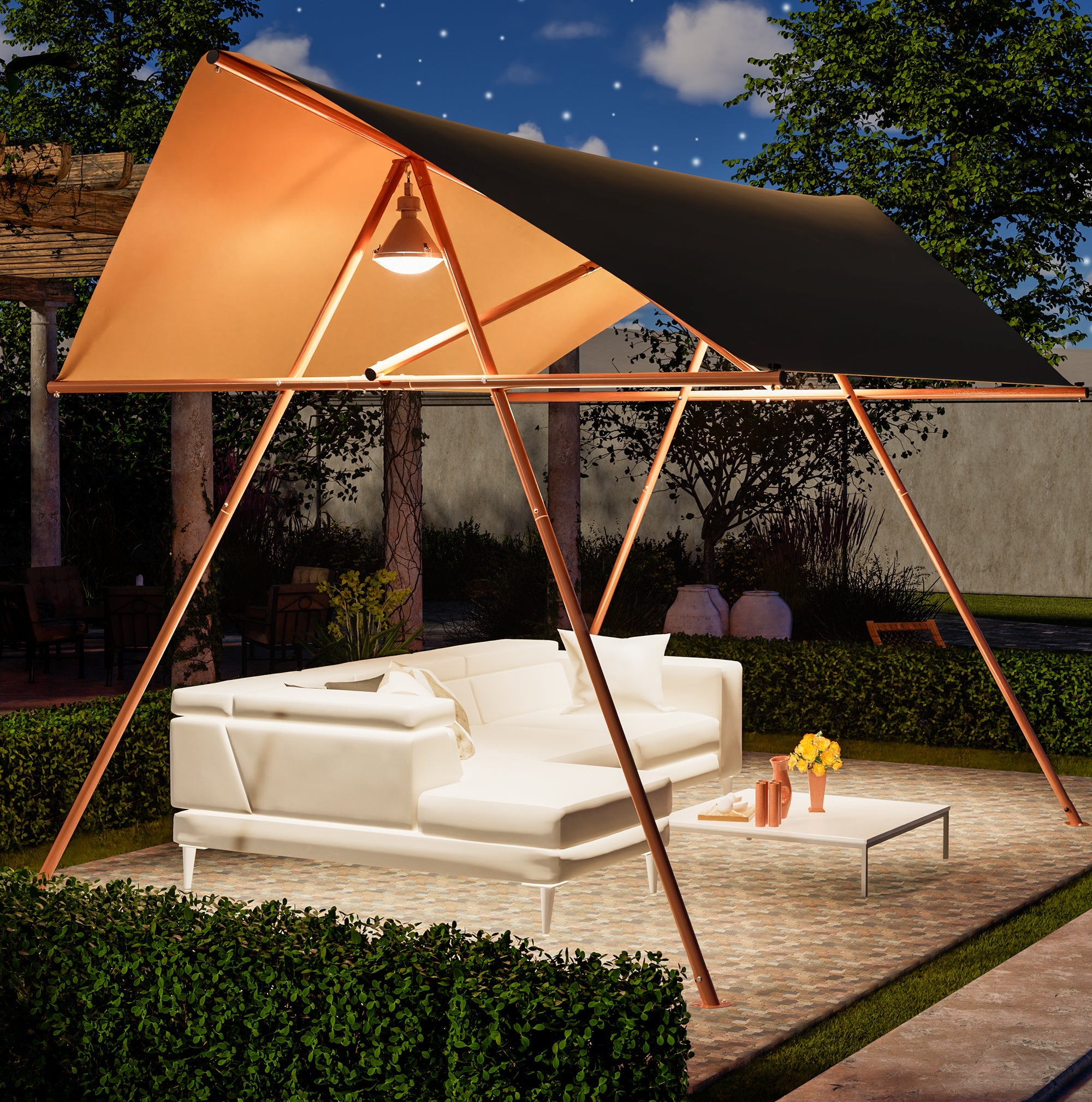 Hexagonal Shade Sail Canopy 206x118 UPF50 Waterproof Sun Shade Patio Use