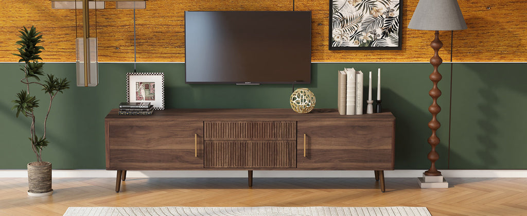 Mid Century TV Stand with 2 Drawers
