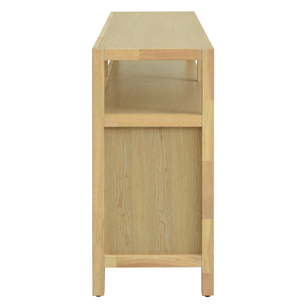 Bohemian Style Rattan Storage Cabinet with 3-position Adjustable Shelves