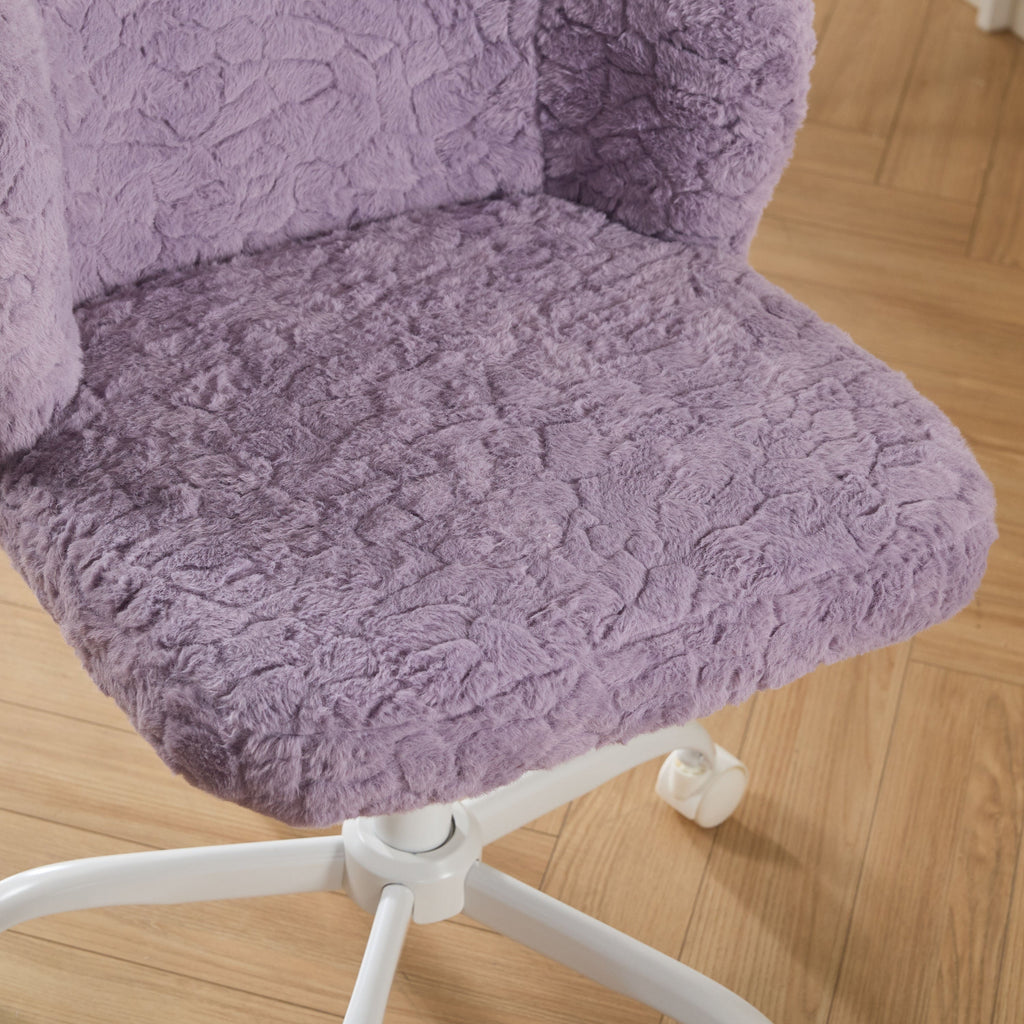 Artificial Rabbit Hair Adjustable Office Chair with Metal Base