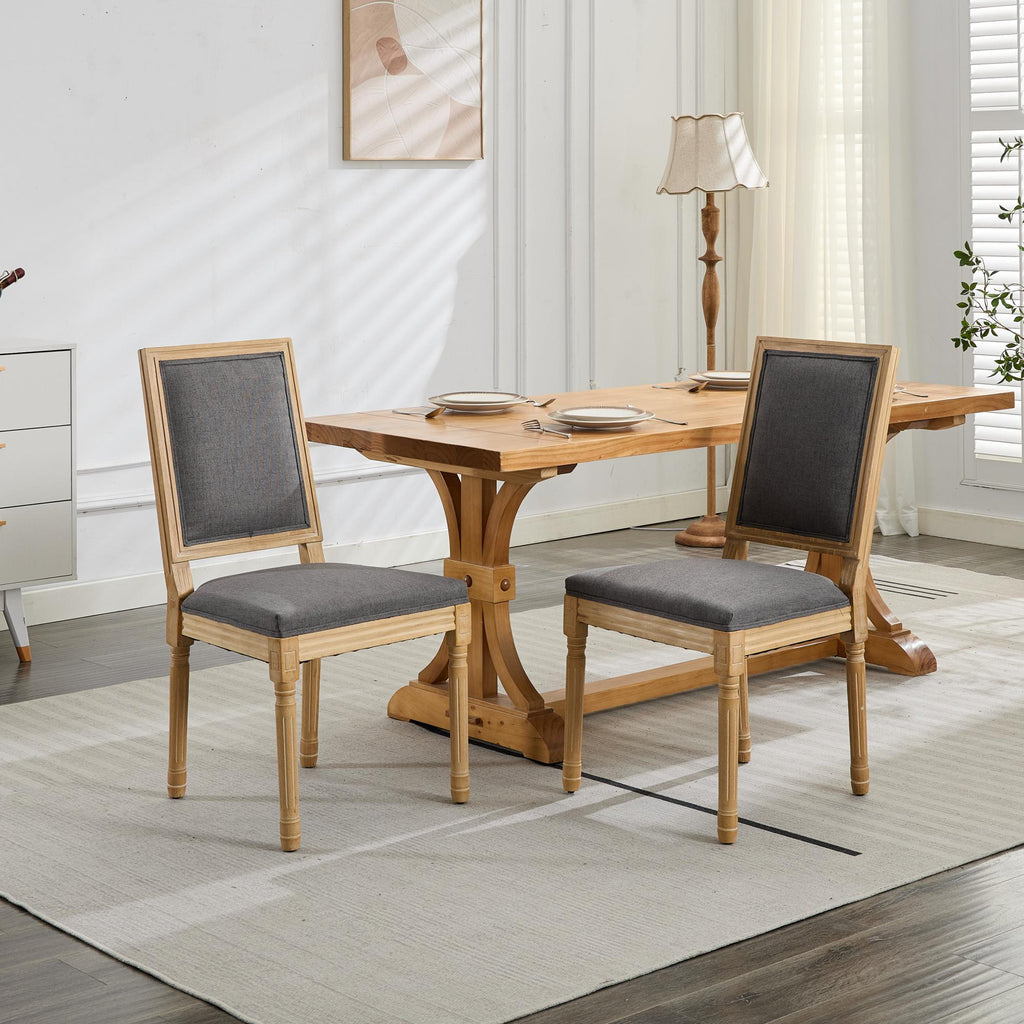 French Louis Dining Chairs with Square Backrest (Set of 2)