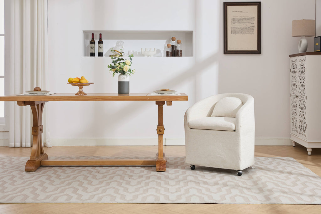 Modern Chenille Fabric Dining Armchair with Back Cushion