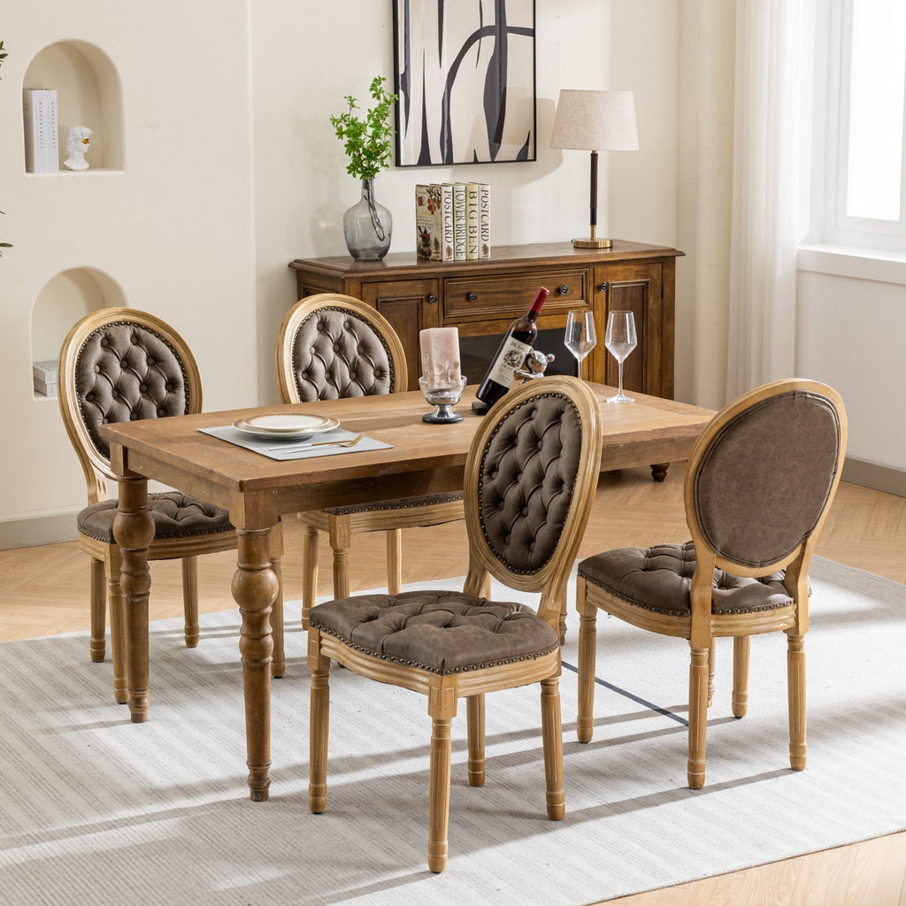 French Style Antique Painting PU Dining Chairs (Set of 2)