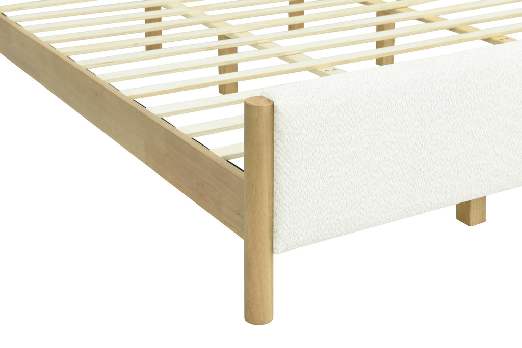 Modern White Boucle Upholstered Bed