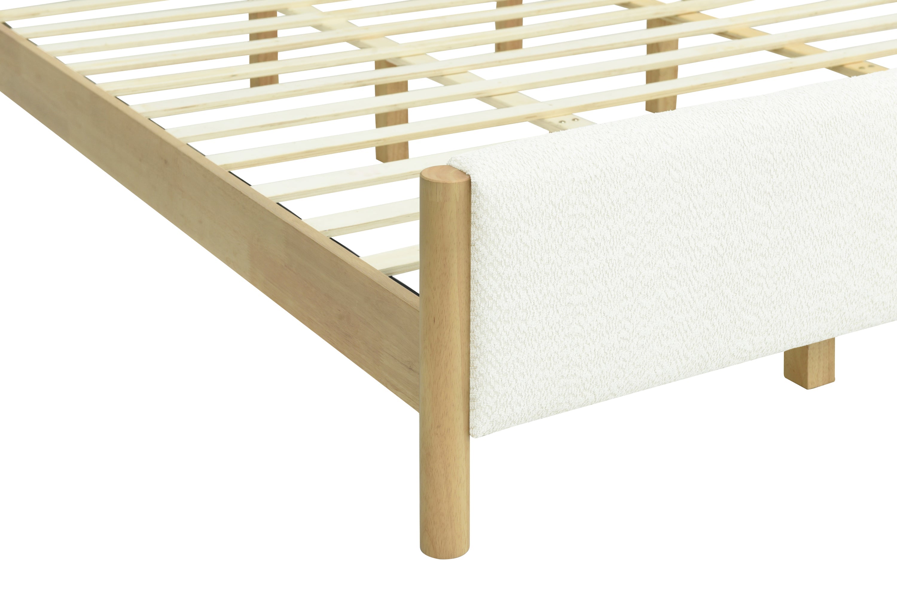 Modern White Boucle Upholstered Bed