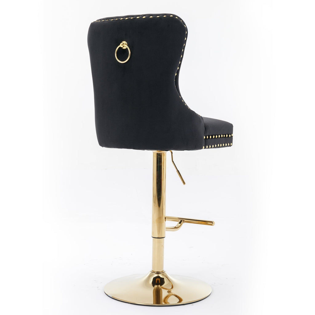 Modern Upholstered Swivel Velvet Barstools (Set of 2)