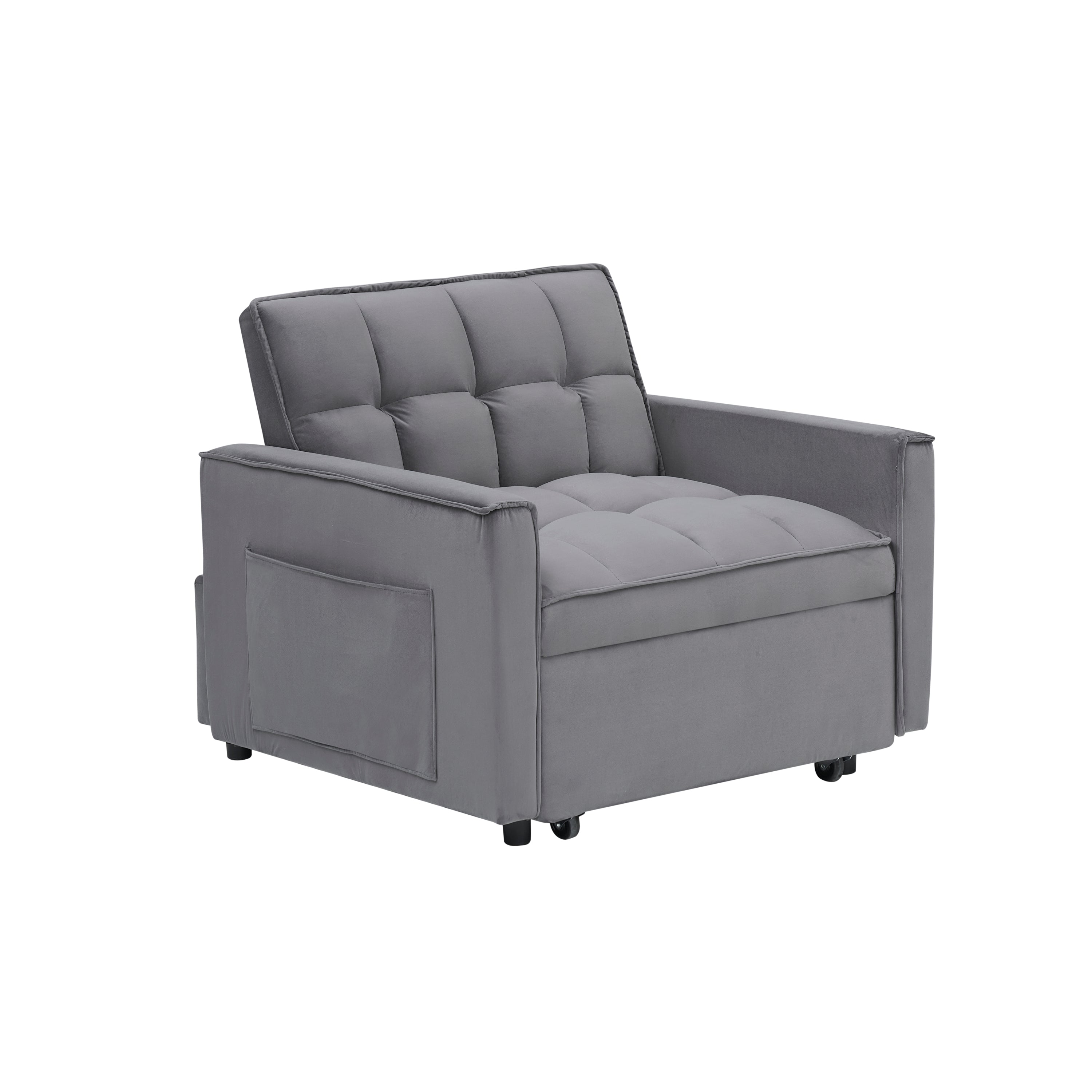 Velvet Foldable Sofa Bed Adjustable Back with USB, Ashtray & Phone Stand