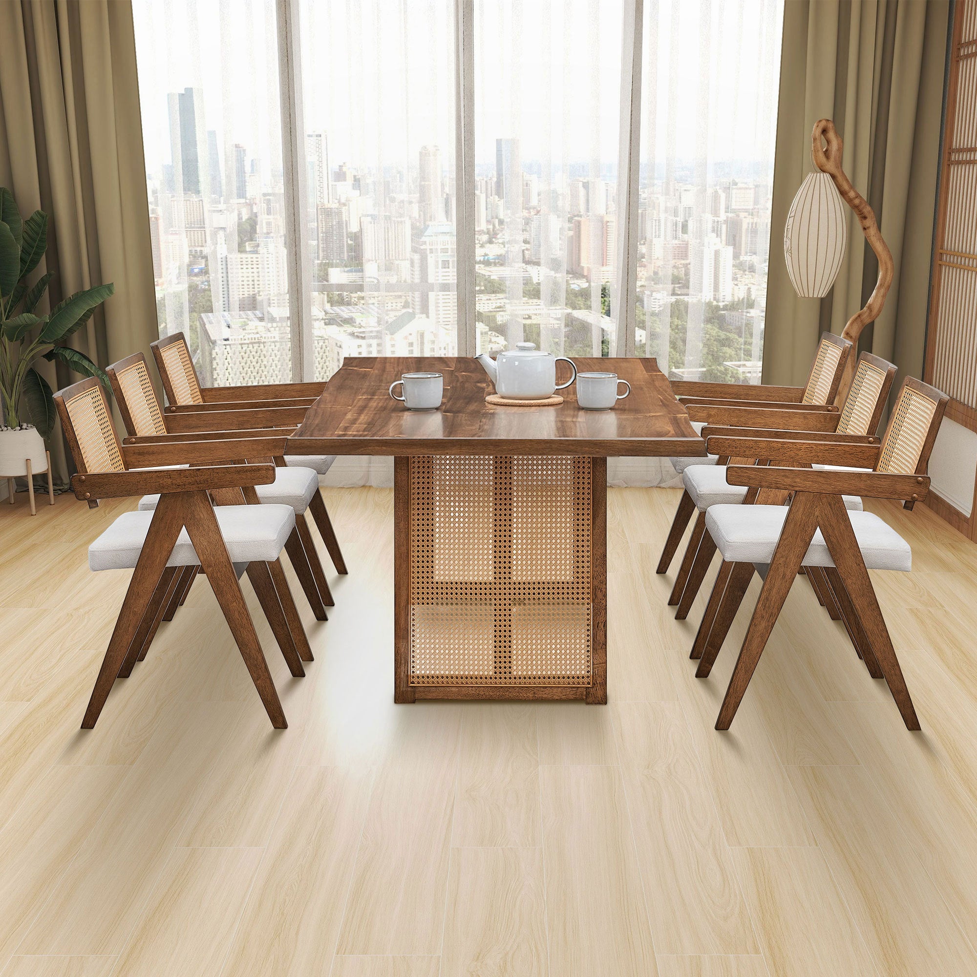 86.61 Inch Oversize Rectangular Waves Dining Table