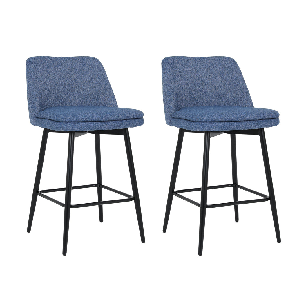 Linen/PU 360° Swivel Barstools (Set of 2)