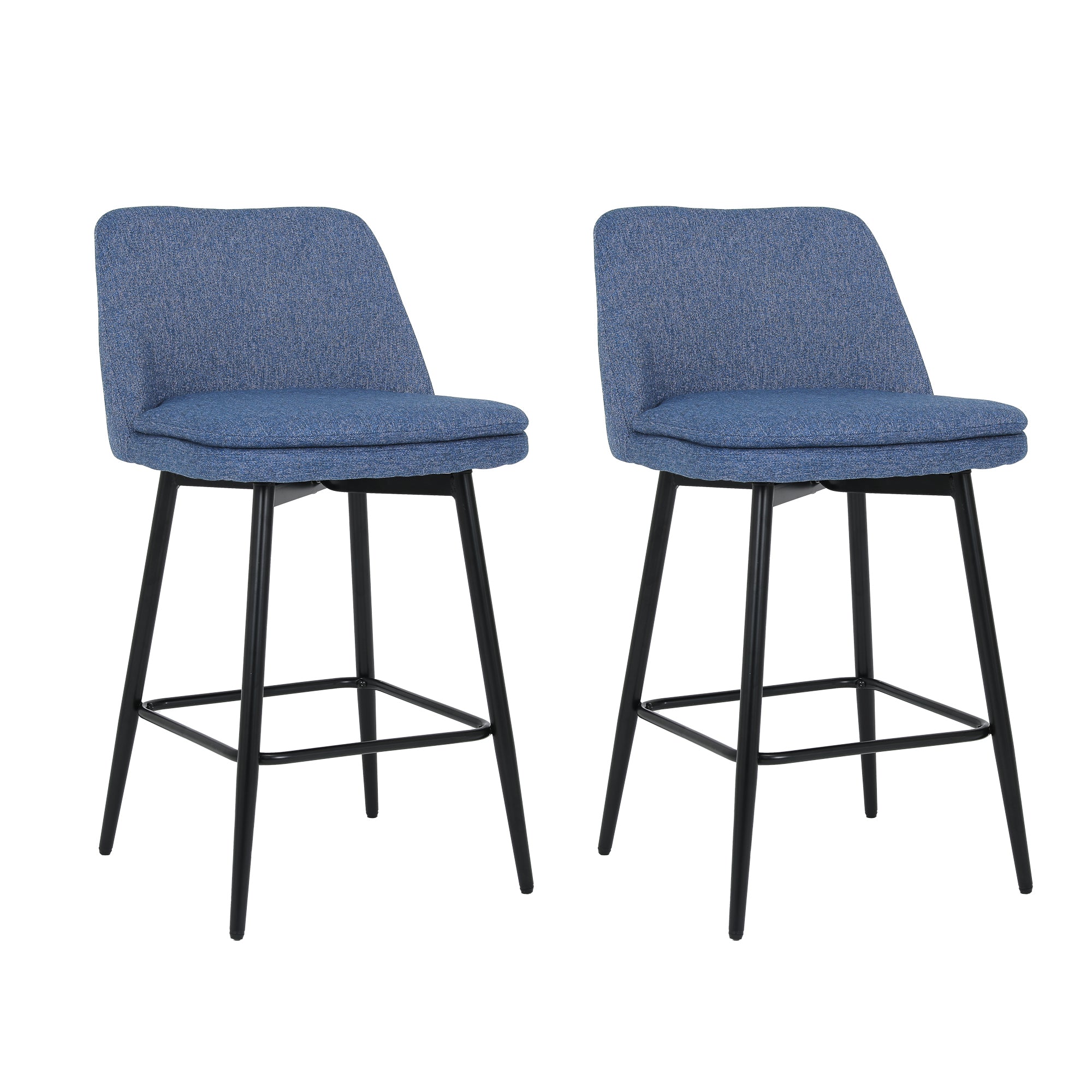 Linen/PU 360° Swivel Barstools (Set of 2)