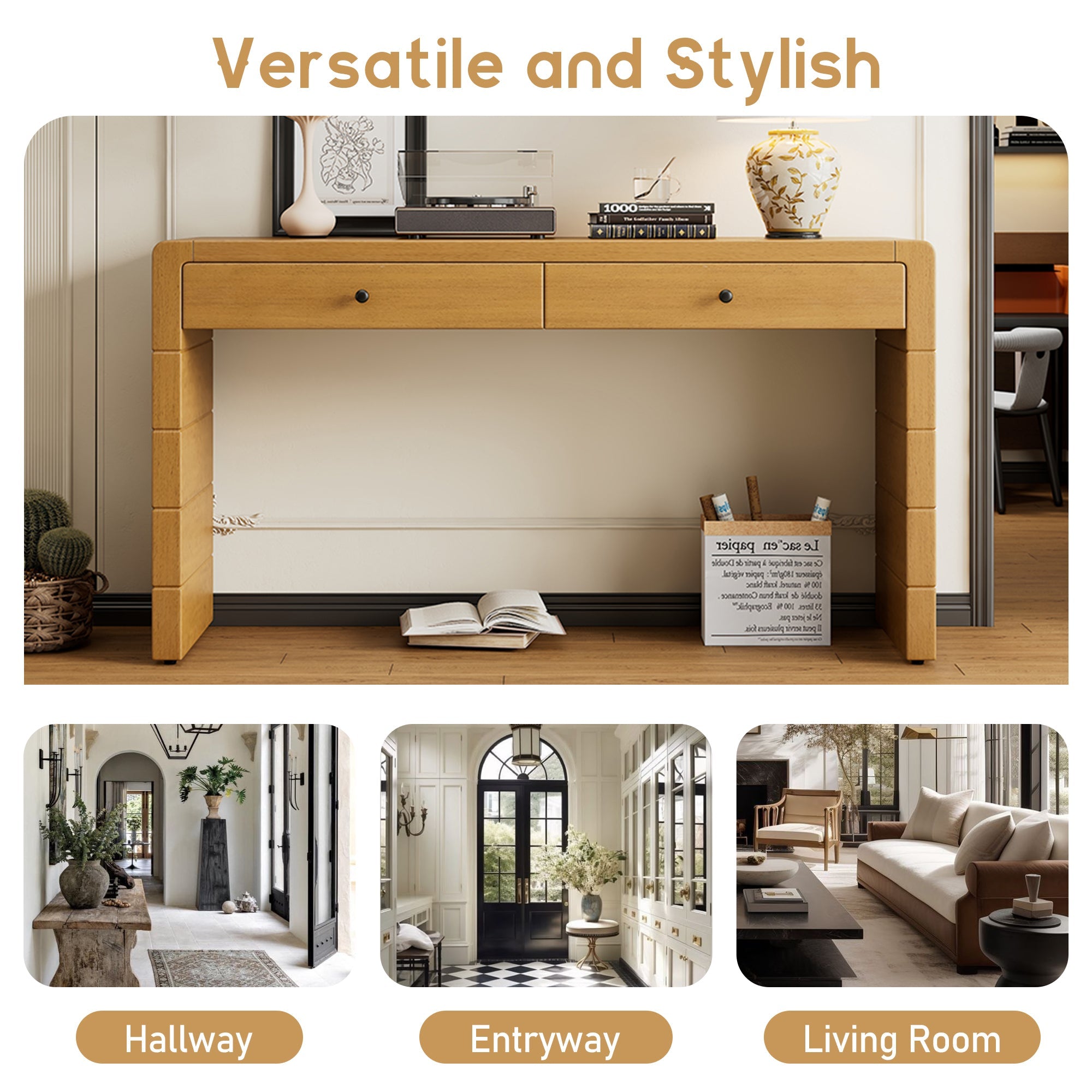 Wooden Entryway Table with 2 Drawers
