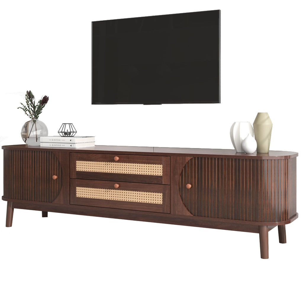 Modern Farmhouse Rattan TV Stand  Up to 75''