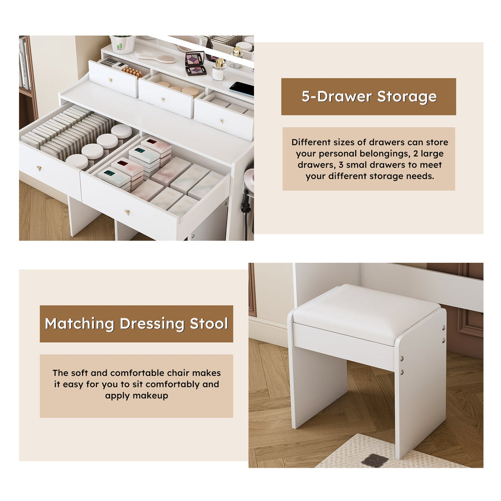 Modern Makeup Vanity Set with Power Outlet